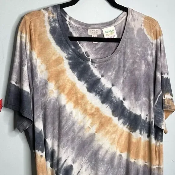 LOGO by Lori Goldstein QVC Beach to Street Tie-Dye Dress Plus Size 2X - Picture 4 of 9